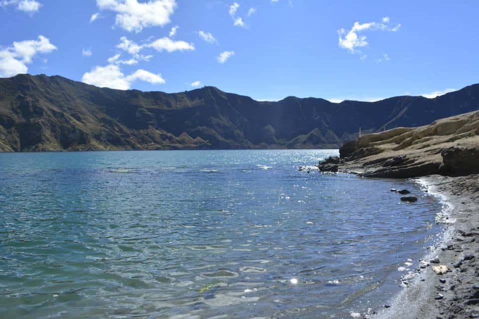 View from the bottom of the Laguna de Quilotoa