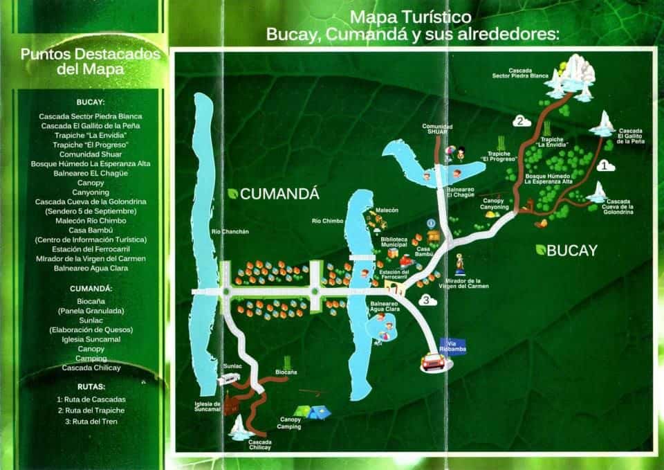 Tourist map of Bucay, Ecuador (source: Facebook)
